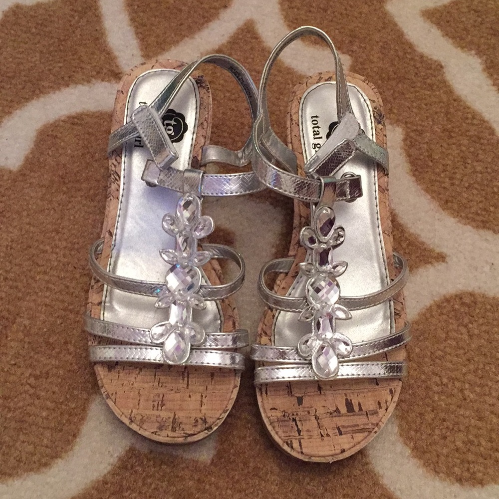 Silver wedge heels